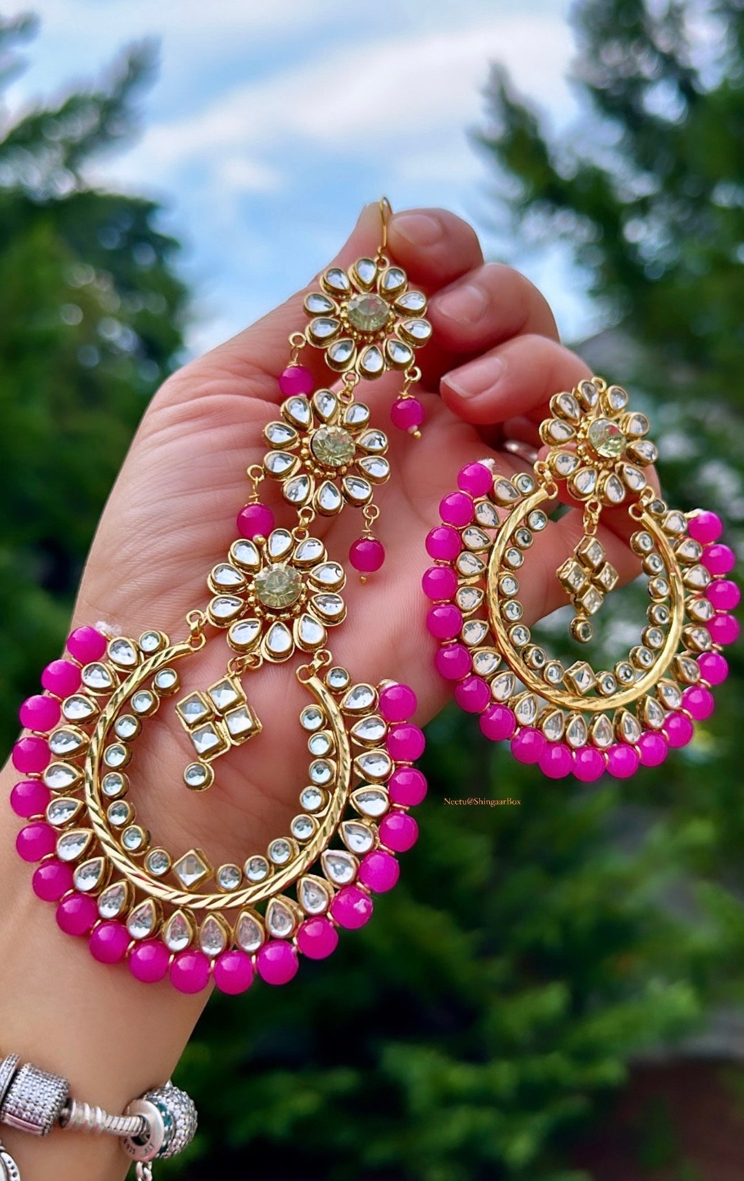 Oversized Tikka earrings Punjabi Design Kundan Look Alike Light Weight Set Bridal jaggo mehandi gifts for Her Indian Pakistani Jewelry Etsy Canada