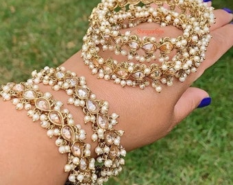 Polki Bangles accent with moti/beads Bollywood/Indian jewlery