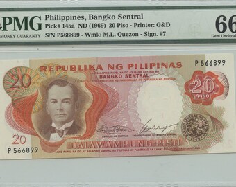 UNC Philippines 10 PISO 1969 P-144b Sign 8
