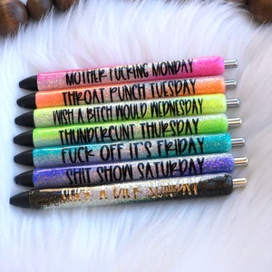 Glitter Pens | Funny Pens | Days of the week inappropriate pens