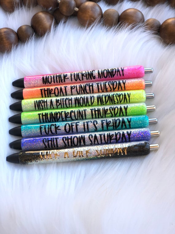 Glitter Pens Funny Pens Days of the Week Inappropriate Etsy