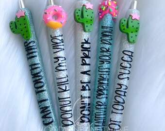Funny Glitter Pens | Charm pens | Cactus pens | donut pens | glitter pens