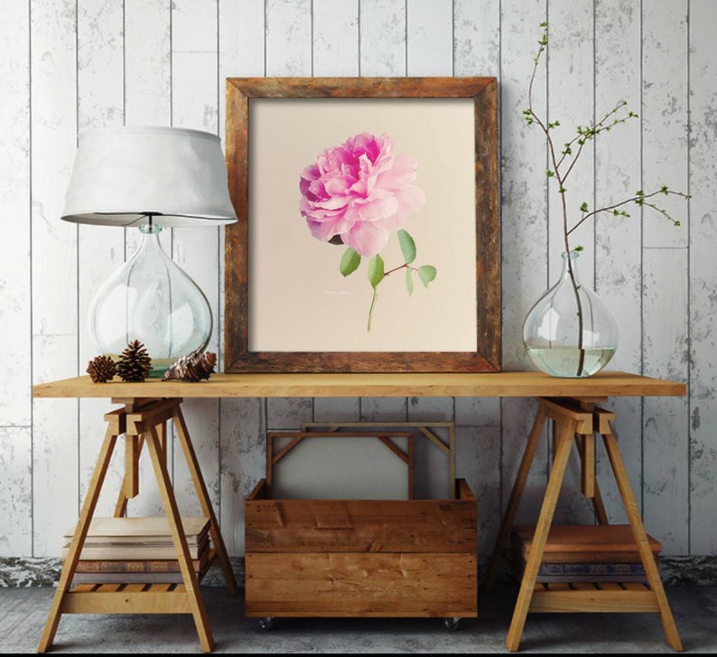 Pink Rose Wall Decor Floral Print Botanical Flower Art Etsy