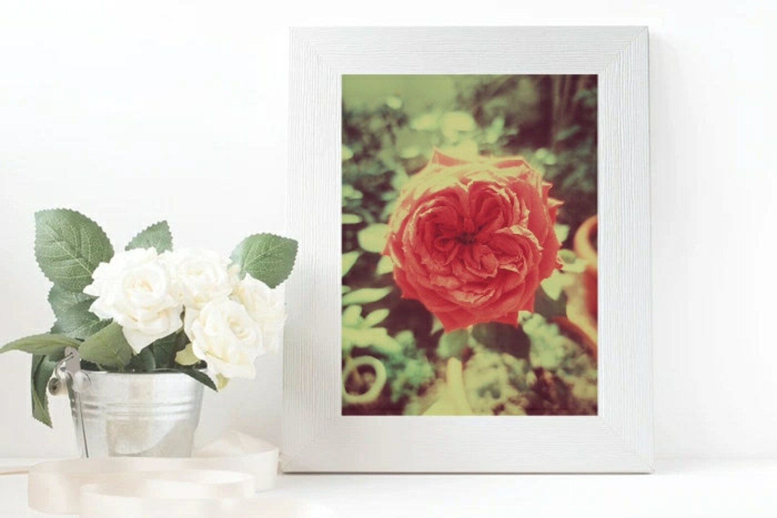 Vintage Rose Wall Art for a Living Room Rose Flower Print Etsy