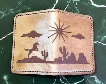 Handmade Desert Leather Cowboy Card Wallet: Western Style