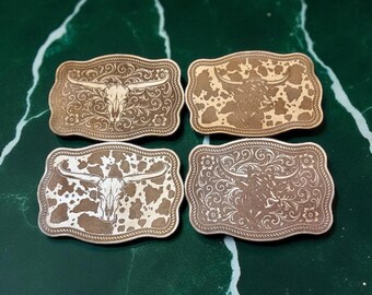 Leather Belt Buckle Western Coaster Set