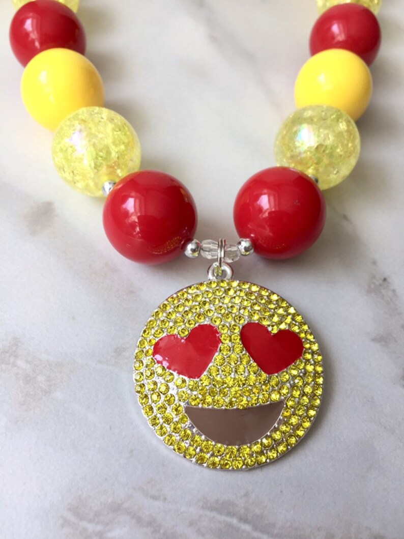 Emoji Necklace Chunky Bead Jewelry Emoji Party Outfit Etsy