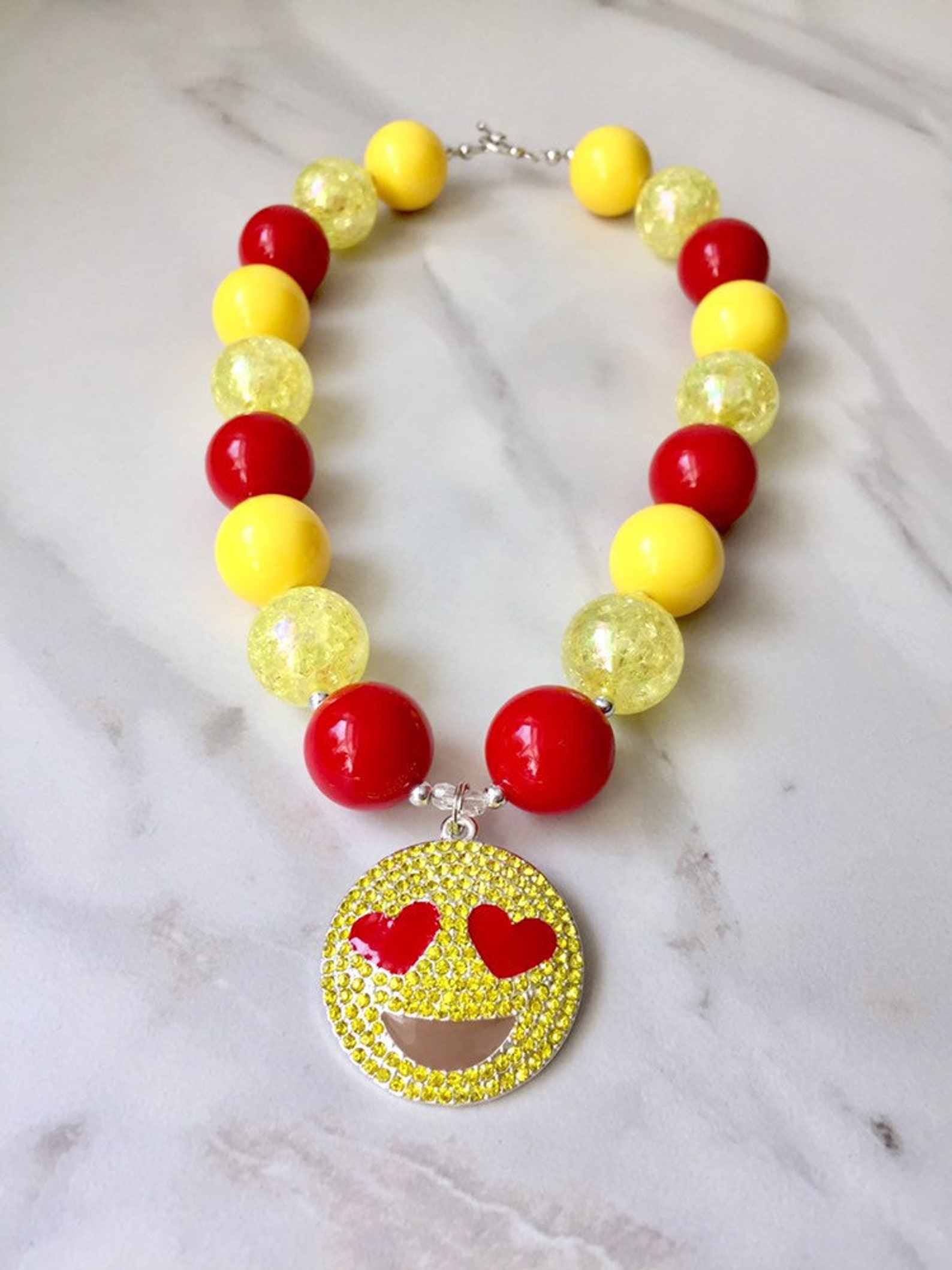 Emoji Necklace Chunky Bead Jewelry Emoji Party Outfit Etsy