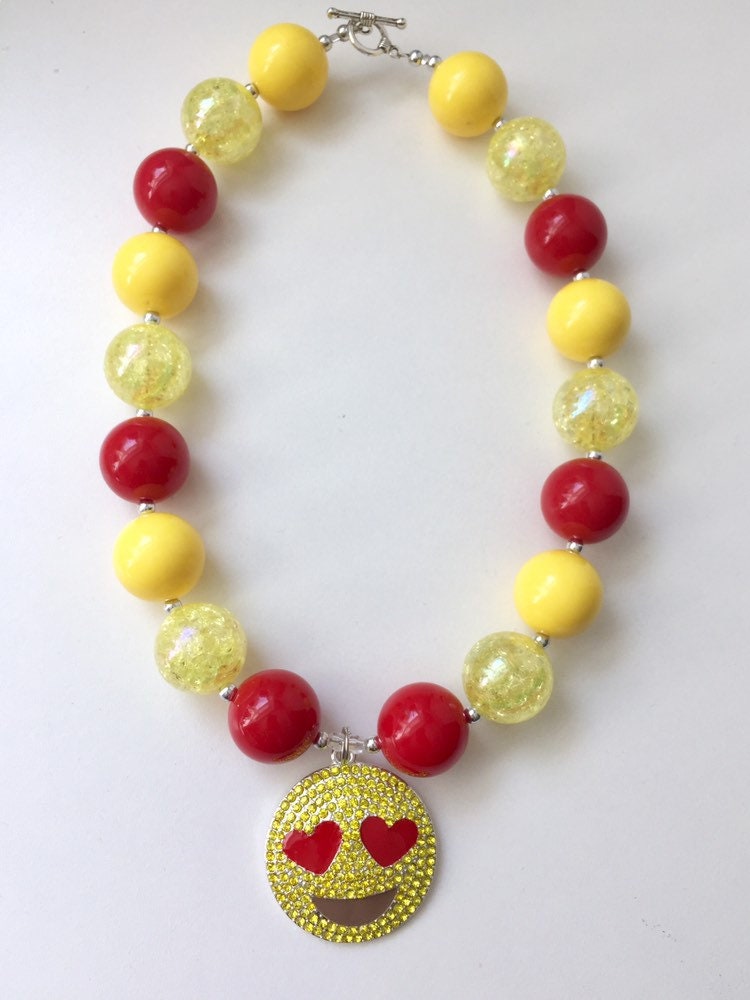 Emoji Necklace Chunky Bead Jewelry Emoji Party Outfit Etsy