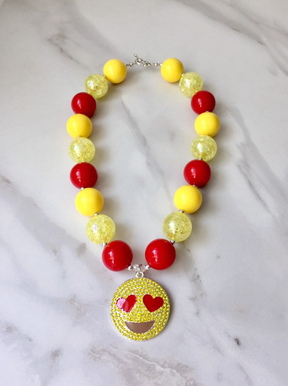 Emoji Necklace Chunky Bead Jewelry Emoji Party Outfit Etsy