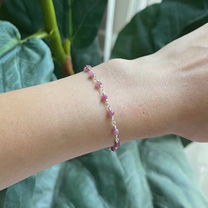 3MM Pink Tourmaline Sterling Silver Bracelet