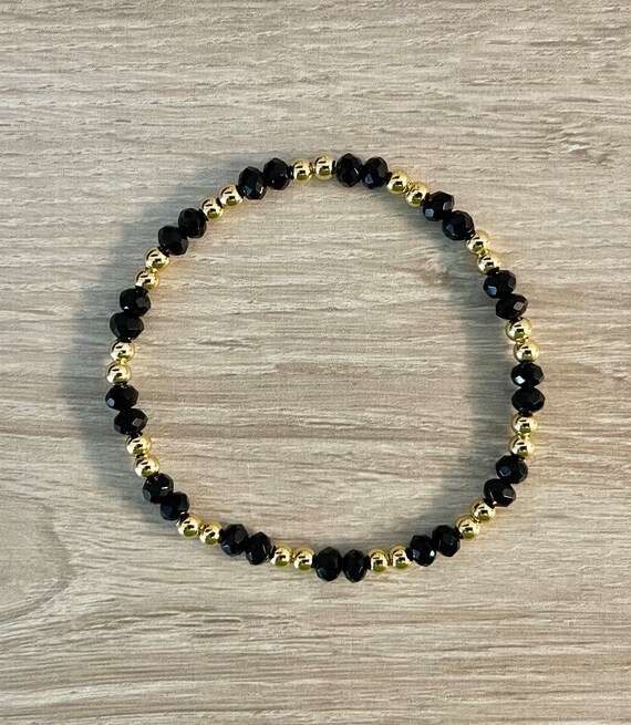 STONE BEAD BRACELET 4 MM W/GOLD BEADS YELLOW JADE STONE BEAD BRACELET 4 MM W/GOLD BEADS YELLOW JADE