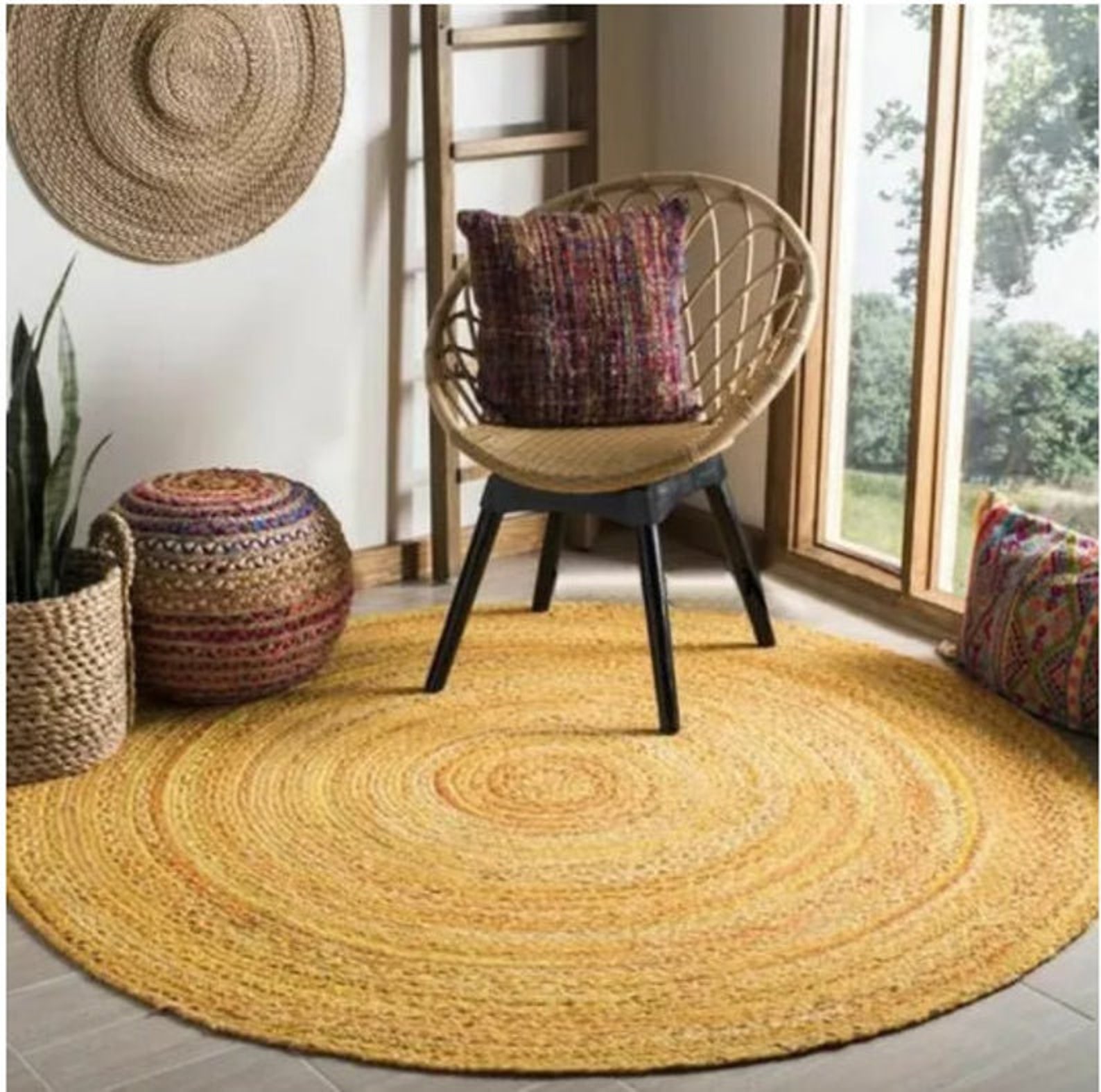 Home Decor Round Jute Braided Rugs meditation mat Indian Etsy
