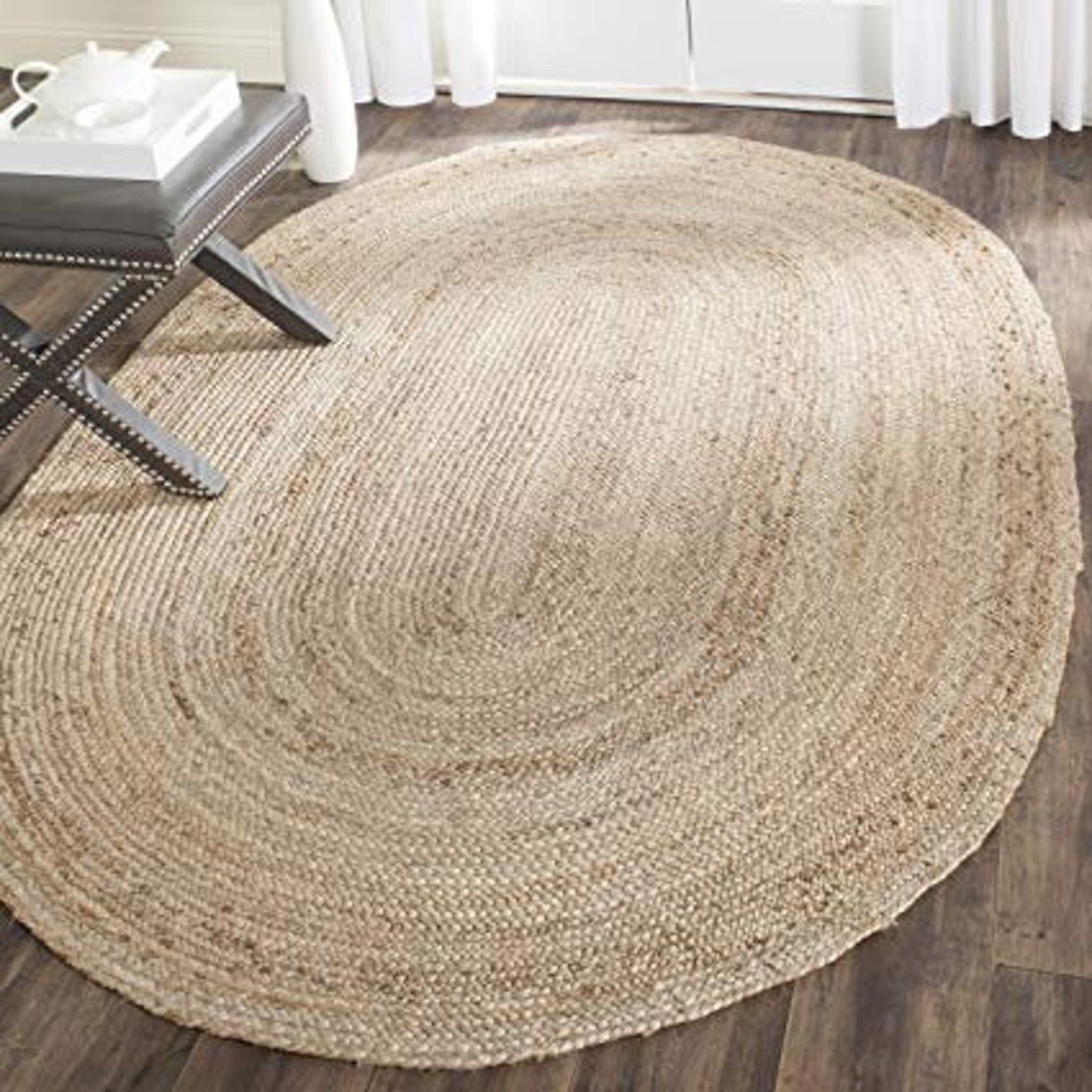 Natural Jute Oval Rug Custom Size Rug Bohemian Rug Area Etsy