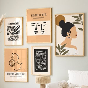 Framed Abstract Gallery Wall Set: Mid-Century Modern Art, 5 Piece