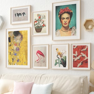 Framed Gallery Wall Art Set, Klimt, Gipsy Style Inspired Prints Bundle, Eclectic Wall Art Collage Collection
