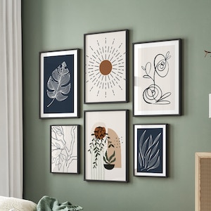 Framed Mid-Century Modern Wall Art Set: Neutral Boho Gallery Decor