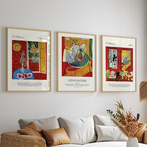 Henri Matisse Framed Gallery Wall Art Set of 3: Modern Abstract Prints