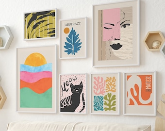 Framed Matisse Inspired Gallery Wall Art Set, Modern Abstract Prints Bundle