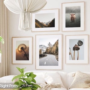 Neutral Landscape Wall Art Framed Gallery Wall Set: Modern Mountain View Prints