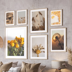 Boho Floral Gallery Wall Set of 7: Framed Flower Prints