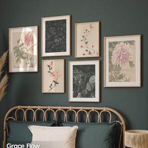 Vintage Floral Framed Wall Art Set: Boho Gallery Wall Decor