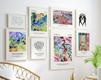 Henri Matisse wanddecoratieset, ingelijste galerijwandcollectie, kleurrijke moderne kunstprints voor boven de bank