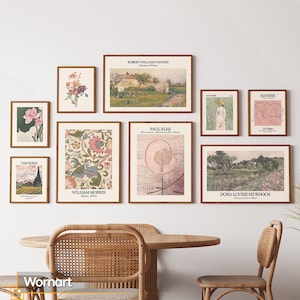 Vintage Wall Print Gallery Bundle Unframed, Art Print Collage Wall Art Set, Eclectic Art Collection for Dining Room, Living Room Hallway