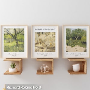 FRAMED Exhibition Wall Art  Wall Print Set of 3 Richard Roland Host  Painting Prints Museum Gallery Wall  Set Framed Vintage Wall Art