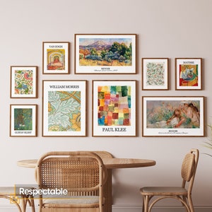 Framed Gallery Wall Art Set, Van Gogh, Matisse, Klimt & Morris, Klee, Renoir Prints Bundle, Eclectic Artworks Collection
