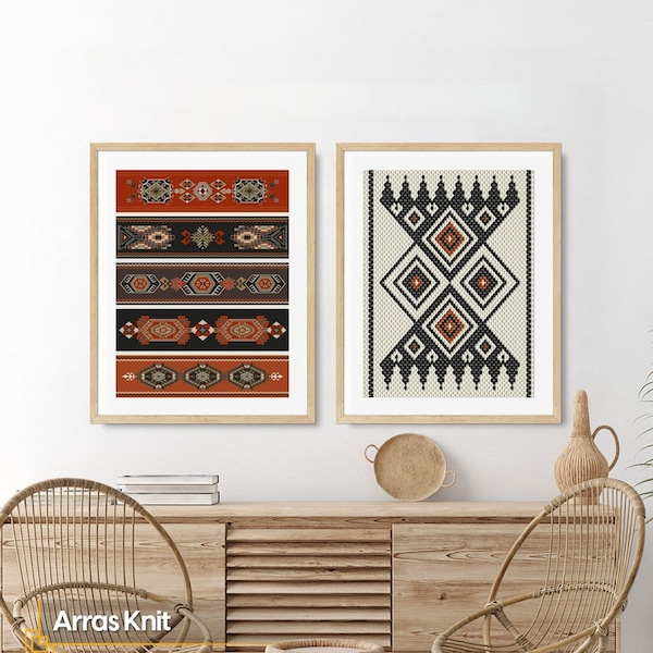 Printable Kilim Pattern Wall Art Set, Anatolia Traditional Gallery Wall Set, Large Folk Wall Poster, Ethnic Flower Print, JPEG Downloads