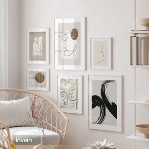 Minimalist Line Art Framed Gallery Wall Set: Abstract Boho Decor