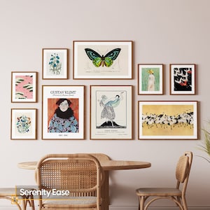 Framed Eclectic Gallery Wall Set: Klimt, Matisse, Klee Inspired Prints