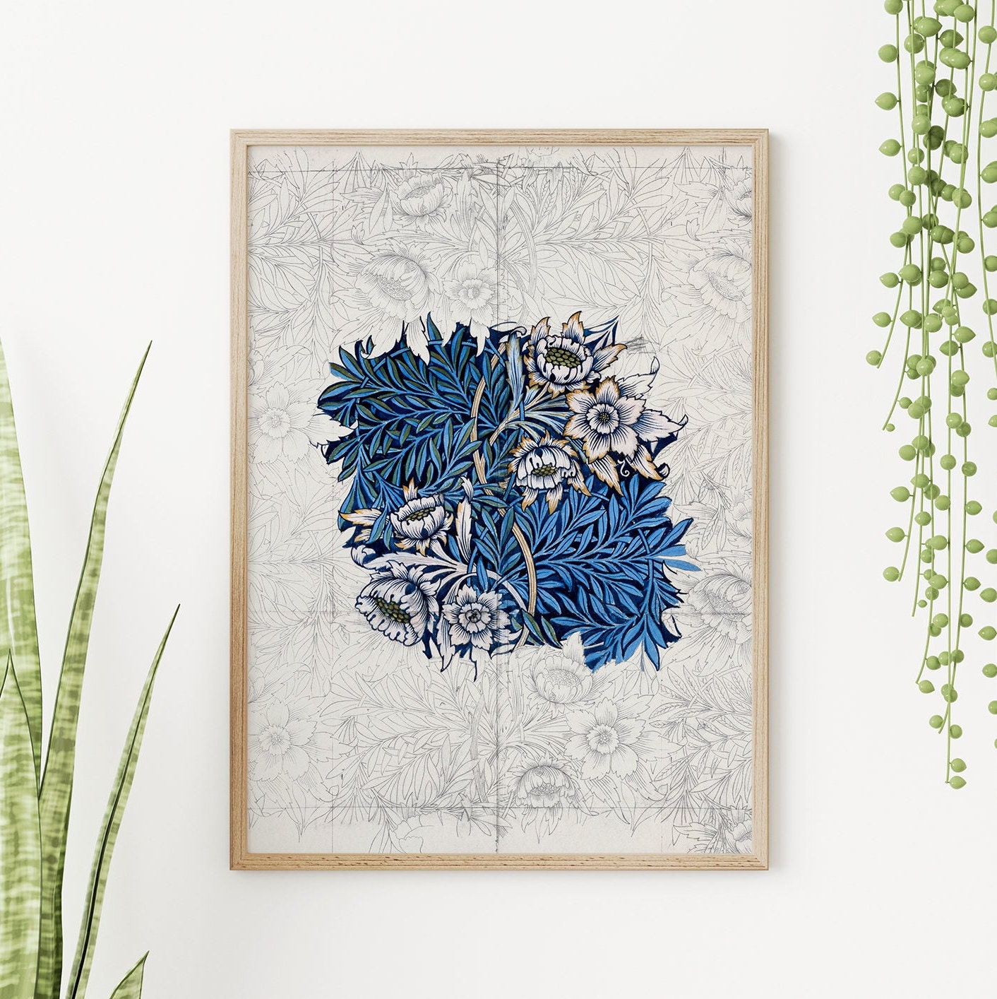 William Morris Selected Wall Art Set Framed, Floral Cottageroce