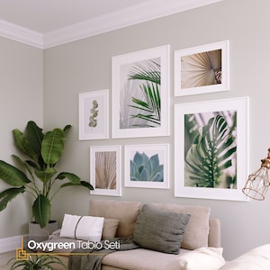 6 Pieces Tropical FRAMED Prints Gallery Wall Set, Framed Leaves Wall Art Prints Botanical Framed Wall Art Collage, Housewarming Gifts