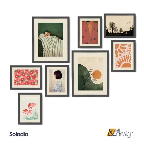 MCM Wall Art Prints Gallery Set Unframed, Mid Century Modern Eclectic Poster Prints Collection