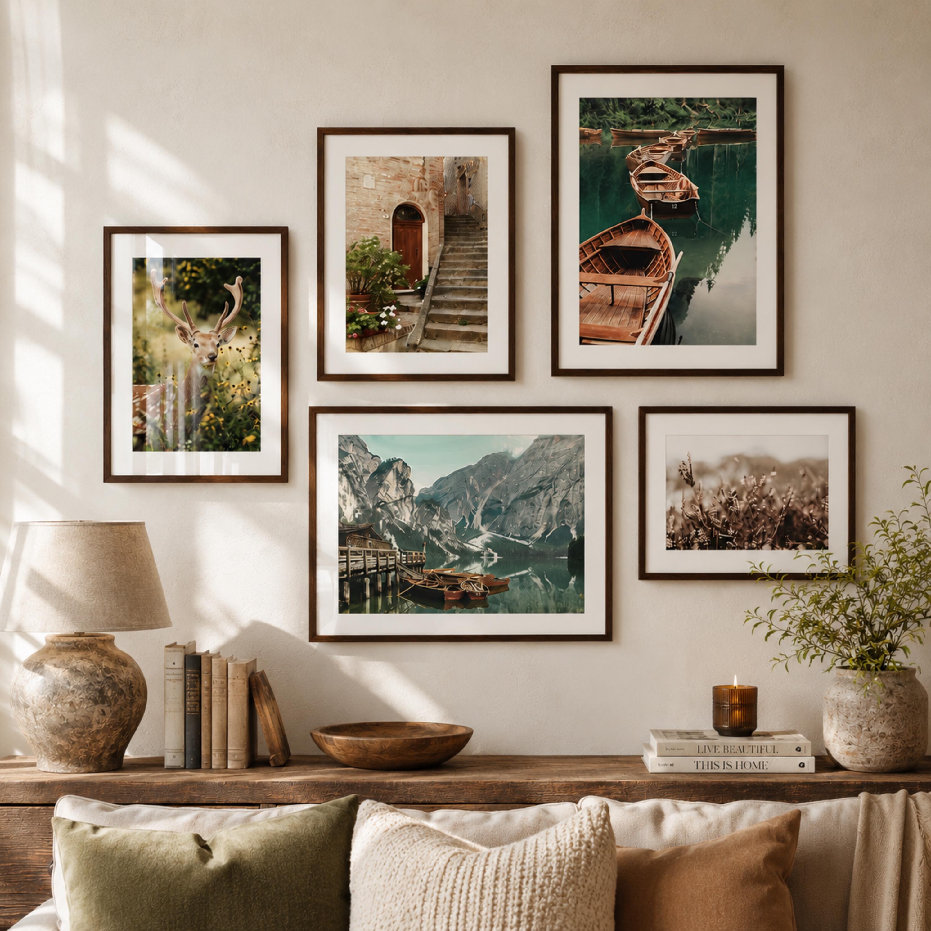 Framed Nature Gallery Wall Set, Wildlife Mountain Lake Prints Framed Nature Gallery Wall Set, Wildlife Mountain Lake Prints