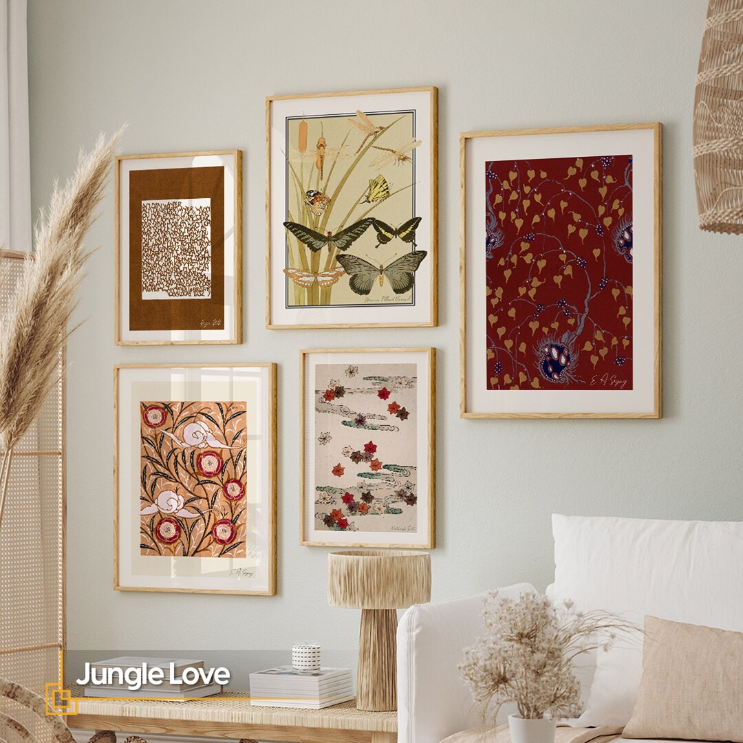 Abstract 5 Pieces FRAMED Wall Gallery, Framed Butterfly Digital Prints