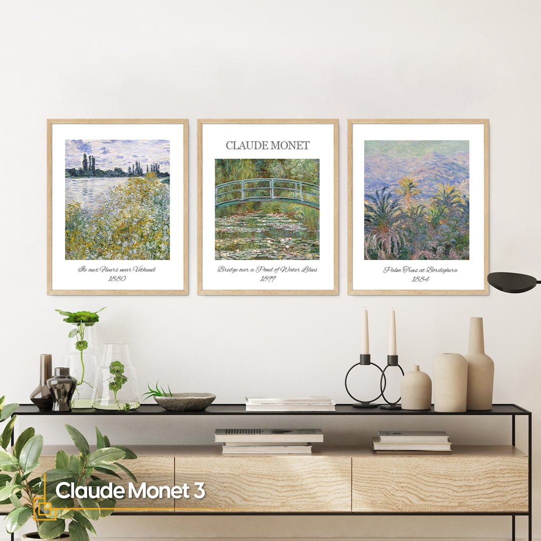 Claude Prints FRAMED, 3 Piece Wall Art Gallery, Framed