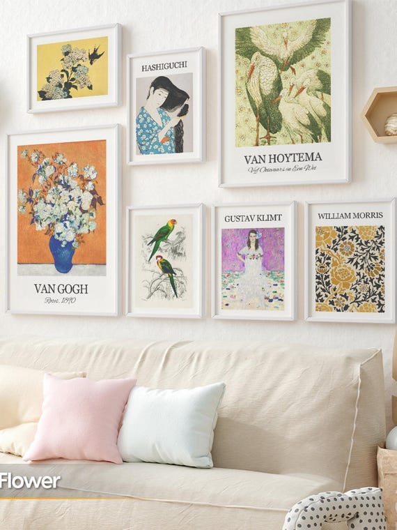洋書 WALL ELEMENTS ART WALL Colorful Japandi Gallery Wall Art Set Framed, Eclectic Fine Art
