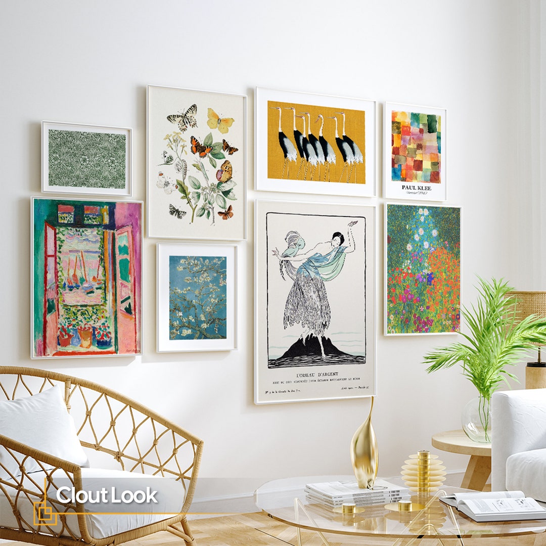 Eclectic Gallery Wall Set of 8 FRAMED, Wall Art Maximalist Wall Decor ...