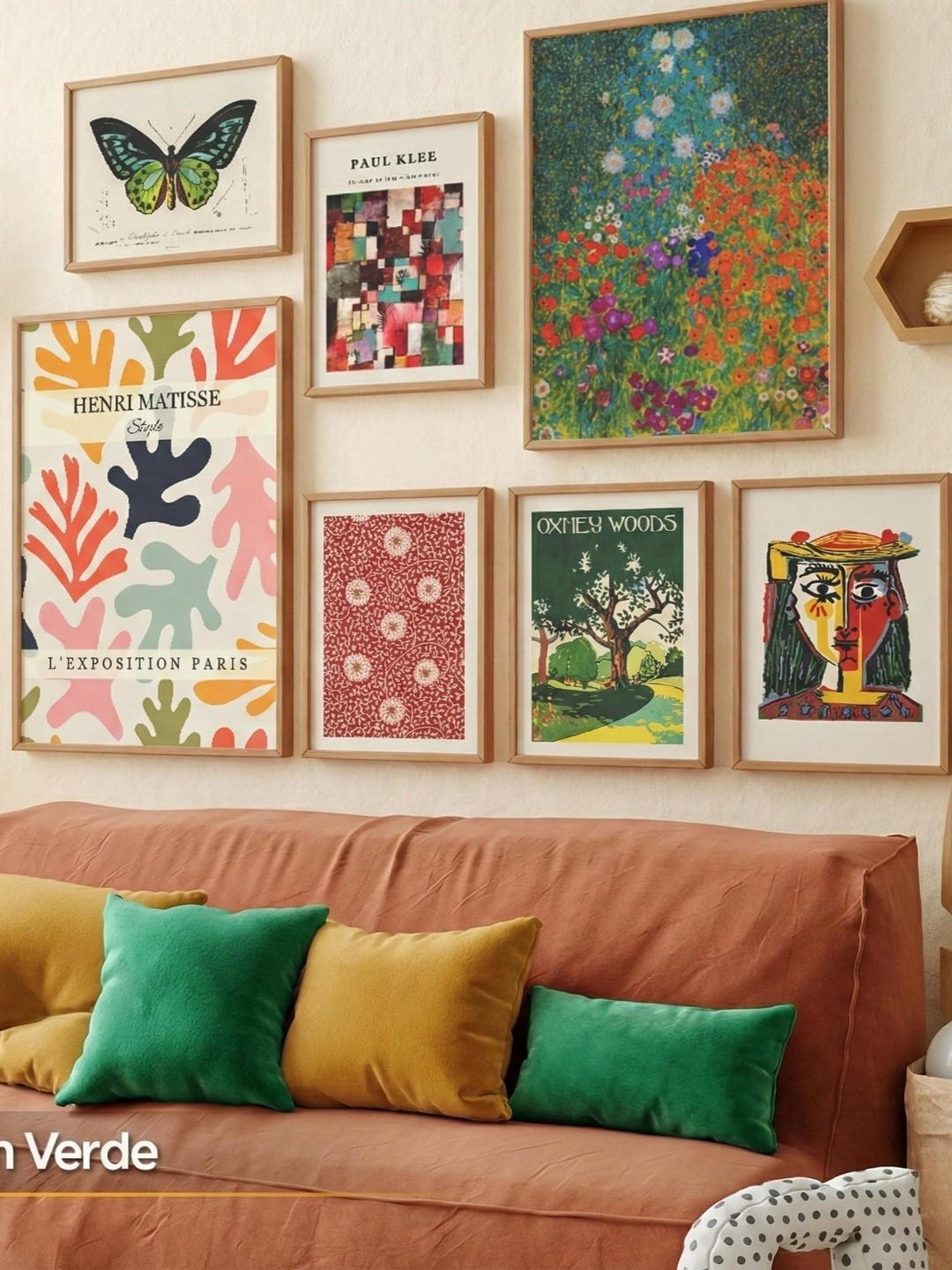 Maximalist Gallery Wall Set Framed, Curated Vibrant Art Prints, Colorful Eclectic Living Room Decor