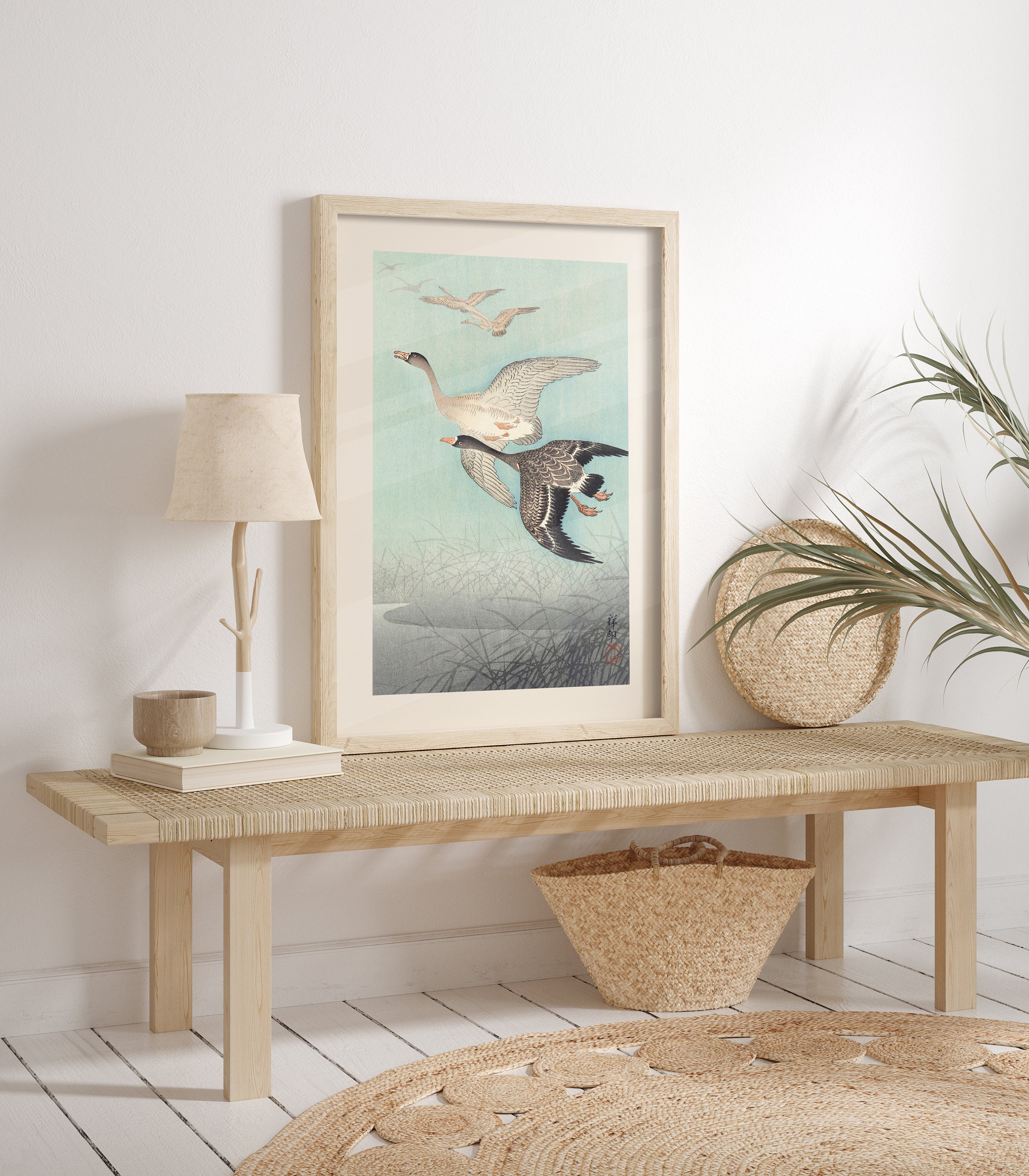 Japandi Wall Art Set Framed, Blue Gallery Wall Set for Living Room
