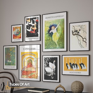 Framed Gallery Wall Art Set: Klimt, Van Gogh, Matisse - Eclectic Prints