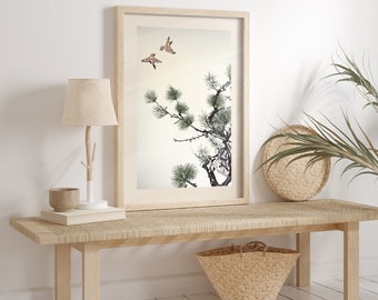 Japanese Gallery Wall Set Framed: Vintage Blue Art Prints, Neutral