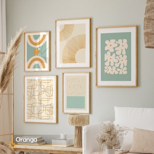 Mid Century Modern Wall Art Set, Abstract Geometric Prints, Boho Gallery Wall Decor