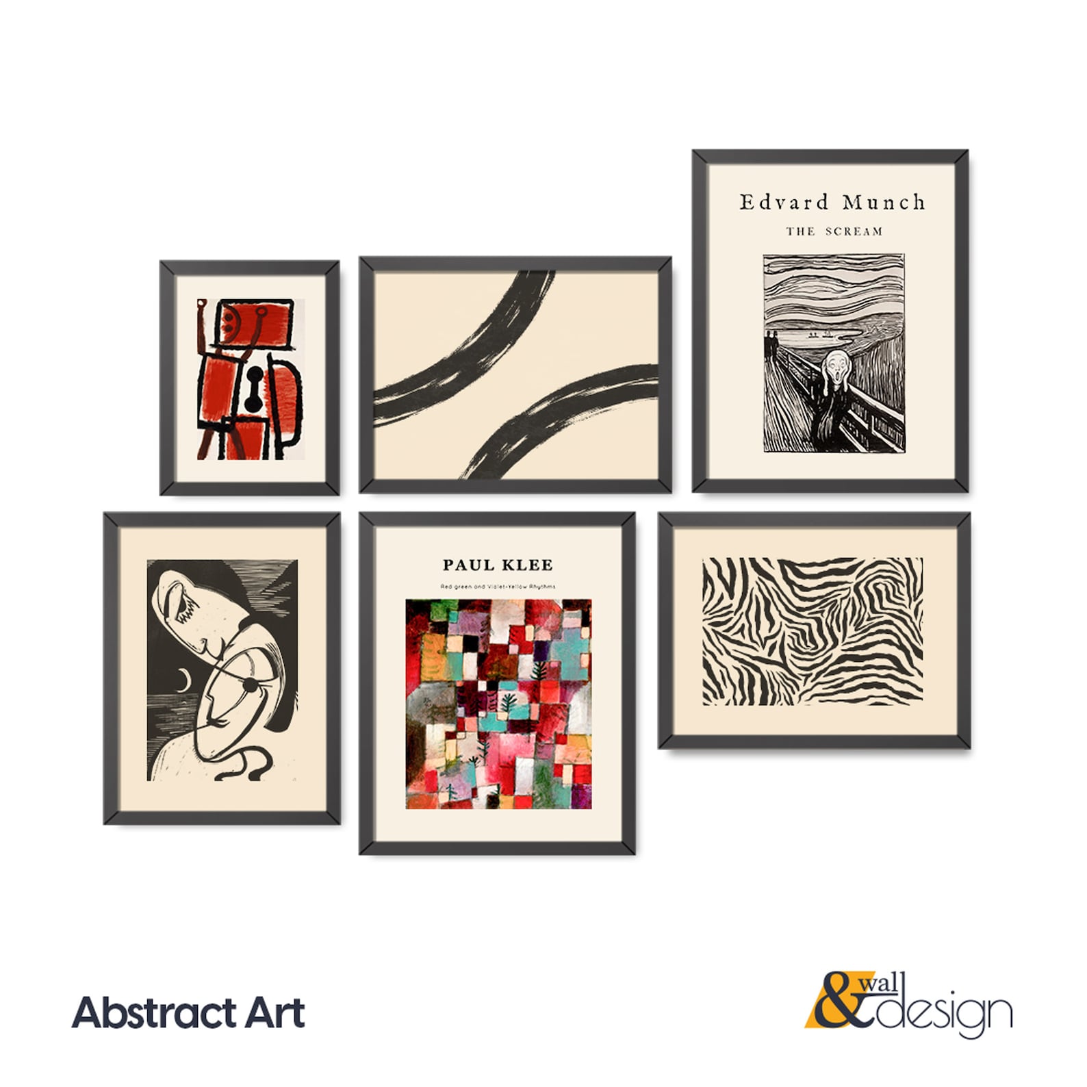 Modern Gallery Wall Art Set FRAMED 6 Piece Framed Prints Etsy