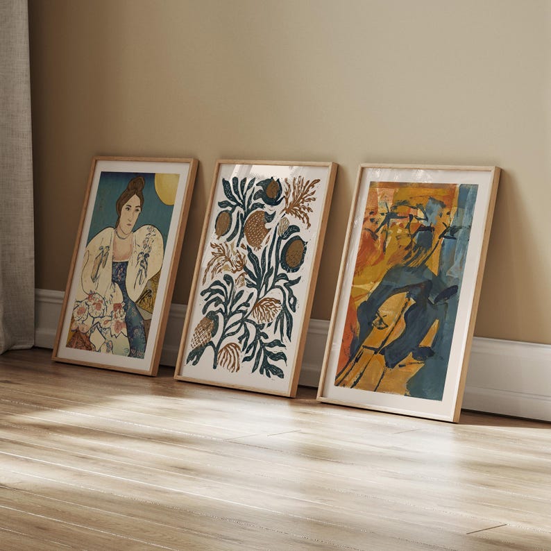 Burnt Orange Gallery Wall Set With Eclectic Curated Wall Art Prints ...