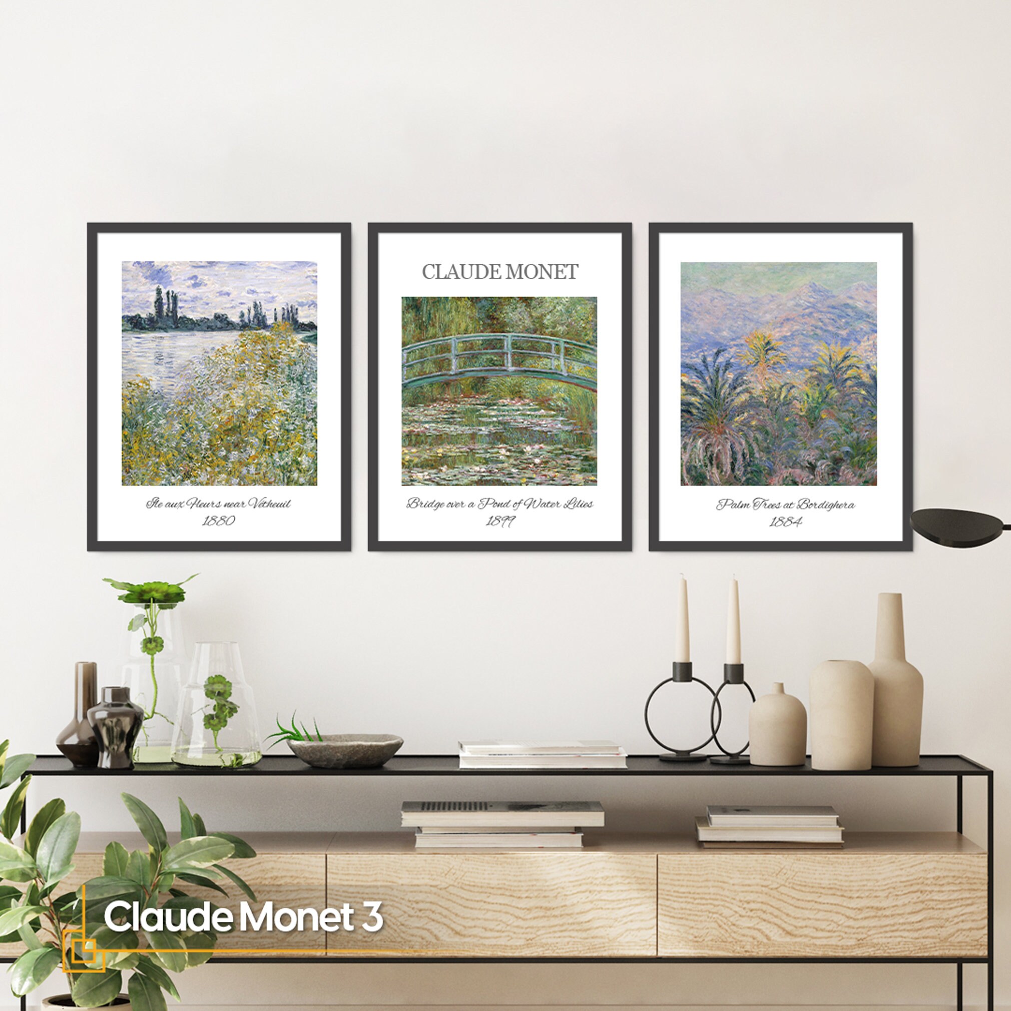 Claude Prints FRAMED 3 Piece Wall Art Gallery Etsy