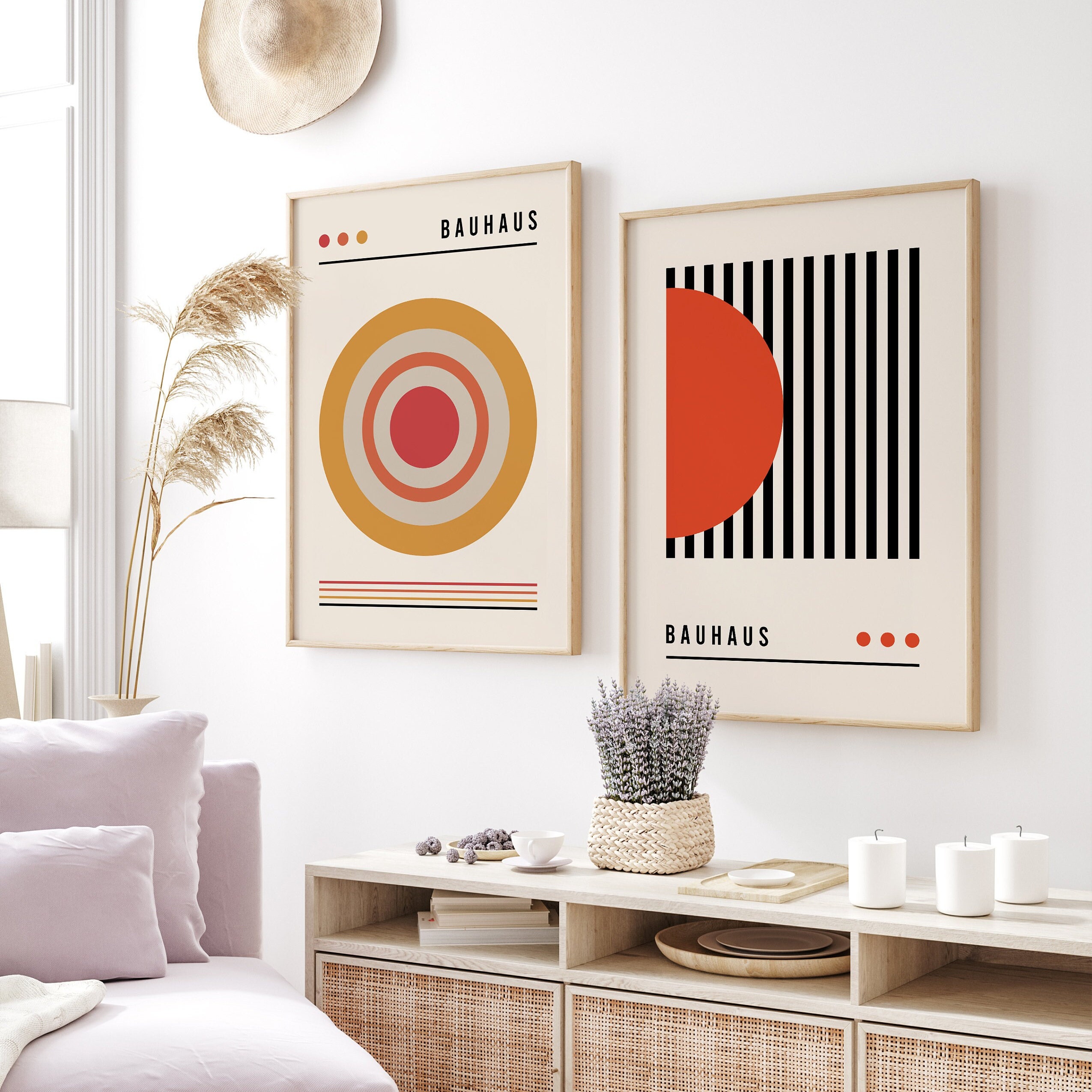 Bauhaus Wall Art Gallery Set, Modern Abstract Artworks Ready to Hang ...